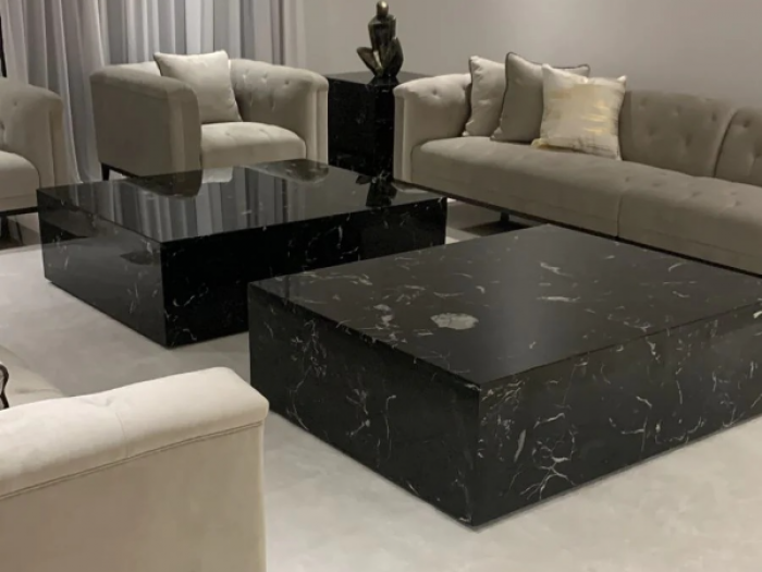 Black marble Coffee Table set